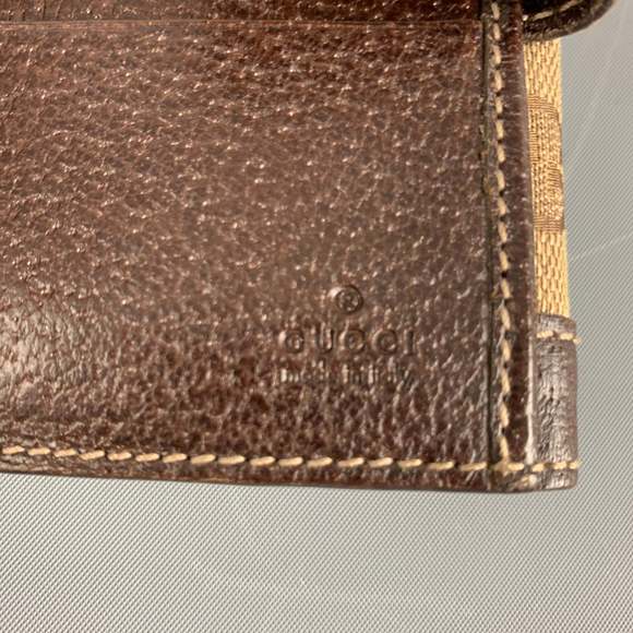 GUCCI Walet Brown Beige Monogram Canvas Leather - Picture 4 of 7